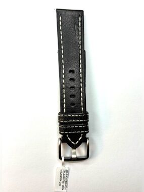 Hadley Roma 24mm Genuine Vegetable Tanned Black Leather Watch Band